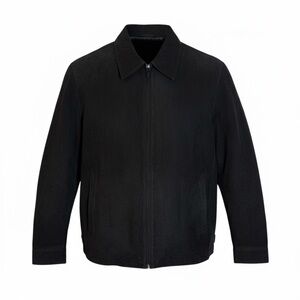 Vintage Syllables System Black Micro Suede Zip Jacket Quiet Luxury Minimal